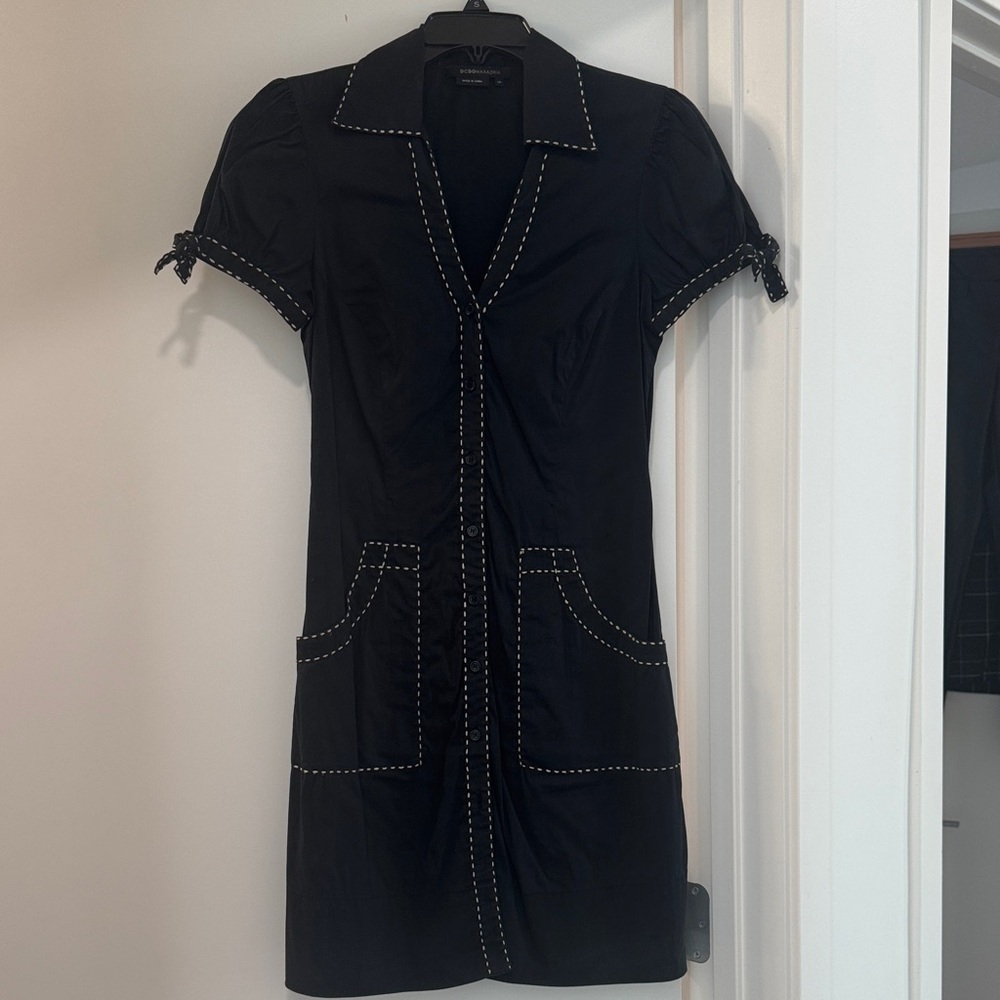 BCBGMAXAZRIA Black Dress with White Stitching